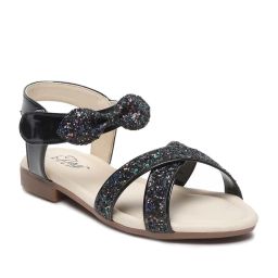 Tiny Bugs Kids Black & Off-White Cross Strap Sandals image 2