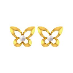P.C. Chandra Jewellers 18k Yellow Gold Butterfly Shaped with A Pearl Center Stud Earrings for Women & Girls-15