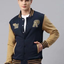 ALCIS Navy & Brown Regular Fit Printed Sports Jacket-picture-34