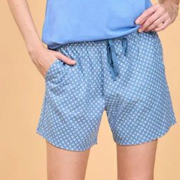Enamor Sky Blue Cotton Printed Lounge Shorts-picture-7