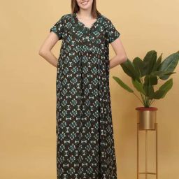 Sweet Dreams Brown Cotton Printed Nighty-image-0