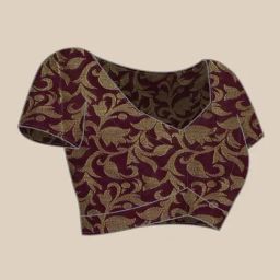APNISHA Peach & Maroon Woven Saree With Unstitched Blouse image 4