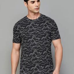 Code by Lifestyle Black Cotton Regular Fit Printed T-Shirt-image-9