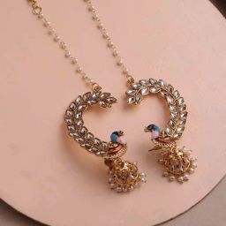 Panash Gold Plated Kundan Contemporary Jhumki Earrings-39