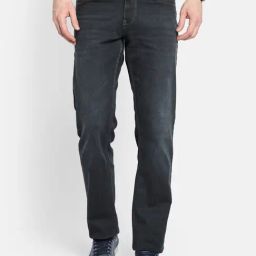 Octave Navy Blue Cotton Straight Fit Jeans-image-38