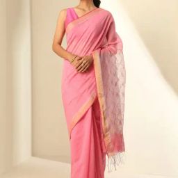 Taneira Pink Woven Saree With Unstitched Blouse-image-44