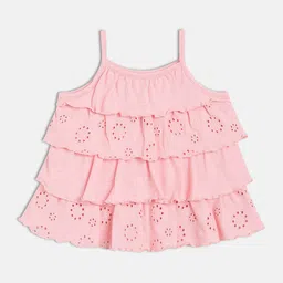 MINI KLUB Girls Self Design Shoulder Straps Cotton Top-image-30