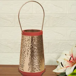 Living scapes by Pantaloons Rust & Gold-Toned Textured Candle Holder-image-59