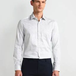 Arrow White Cotton Slim Fit Printed Shirt-picture-11