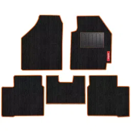 Elegant Cord Black & Orange Carpet Car Mat Compatible With MG Astor-23