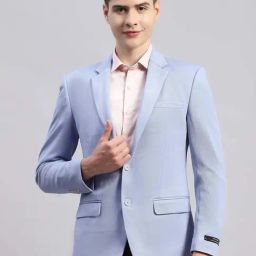 Monte Carlo Sky Blue Regular Fit Blazer-image-10