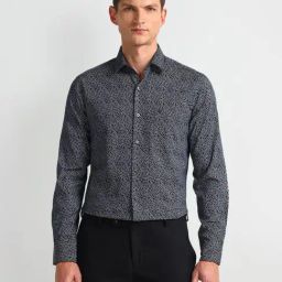 Arrow Navy Cotton Slim Fit Printed Shirt-picture-42