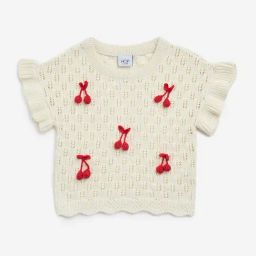 HOP Kids by Westside Off-White Cherry Knit Cotton Top-image-14