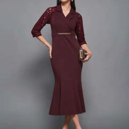 Miss Chase Purple Self Pattern Casual Dress-image-13