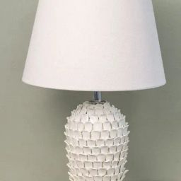 Whispering Homes White Sable Shine Ceramic Flakes Table Lamp with Ivory Shade-image-46