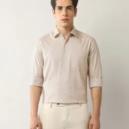 Arrow Beige Cotton Slim Fit Self Pattern Shirt-picture-16