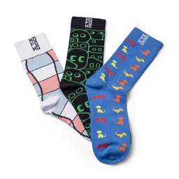 NoFoMo Pack Of 3 Printed Odour Free Calf-Length Socks-picture-7