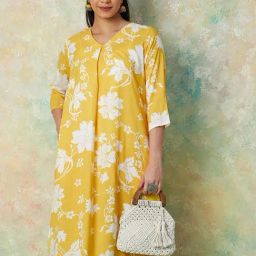 Melange by Lifestyle Yellow Printed Kurta-image-60