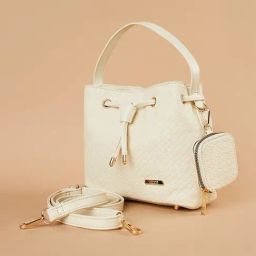 Code by Lifestyle Beige Quilted Handbag-28