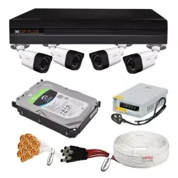 CP Plus 2.4MP 4 Pcs Bullet White and Black Camera with 4 Channel DVR Kit and HDD-3