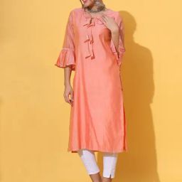DECKEDUP Peach Relaxed Fit Kurta-picture-12