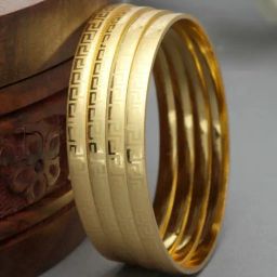 Zeneme 24 K Gold Plated Textured Bangles for Women Set of 4-11