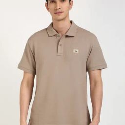 Calvin Klein Jeans Taupe Grey Cotton Relaxed Fit Polo T-Shirt-image-96