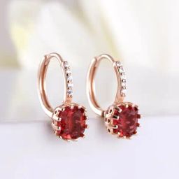 Zavya Ruby Halo Rose Gold Plated 925 Sterling Silver Earrings-52