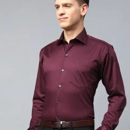 Hancock Maroon Blended Slim Fit Formal Shirts-picture-36