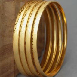 Zeneme 24 K Gold Plated Floral Textured Bangles for Women Set of 4-17
