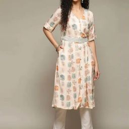Biba Off White Regular Fit Printed Kurta-image-80