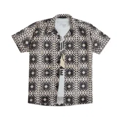 Cavio Boys Grey Cotton Comfort Fit Printed Shirt with T-Shirt-image-58