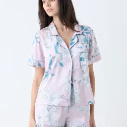 Wunderlove by Westside Pink Floral Design Shirt with Shorts Set-picture-9