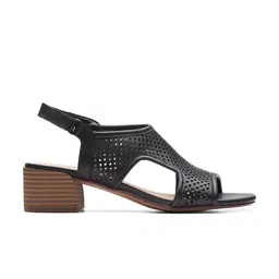 Clarks Laser Cuts Leather Block Heel Mules image 5