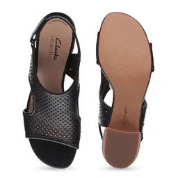Clarks Laser Cuts Leather Block Heel Mules image 2