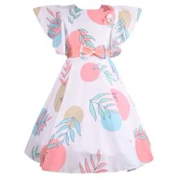 Wish Karo Kids Peach Floral Frock-image-91