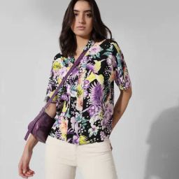 Only Black and Purple Floral Print Top-image-25