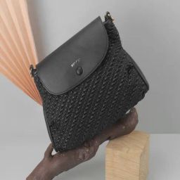 Mochi Black Textured Medium Cross Body Bag-47