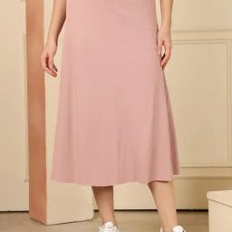 NEUDIS Pink Cotton Blend Regular Fit Skirt-image-20