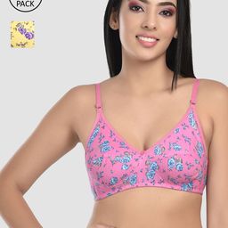StyFun Pink & Yellow Floral Non Padded Bra-46