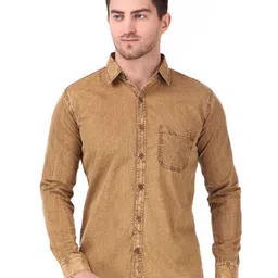 DESIGN UP Men Relaxed Spread Collar Solid Cotton Slim Fit Casual Shirt-image-72