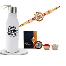 Best Brother Rakhi Combo with Bottle & Roli Chawal , coin and greeting card Set-image-30