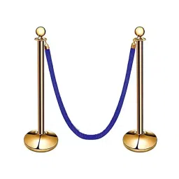DOSSVICK Stainless Steel Stanchion Queue Manager Set of 2 Rope 1.5 Metre Blue/Golden-33