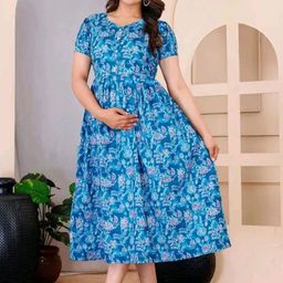 SSKfashions Women Floral Printed Maternity Midi Fit & Flare Dress-image-28