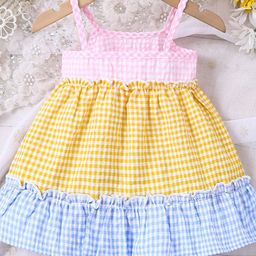 YK Girls Checked Layered Fit & Flare Dress-picture-14