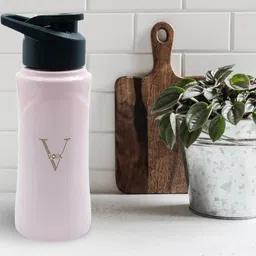 Voik Pink & Black Single Stainless Steel Solid Water Bottle-image-1