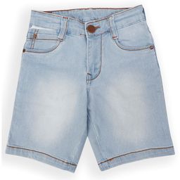 LEO Stretch Button Down Solid Denim Bermuda Shorts - Light Blue-image-23