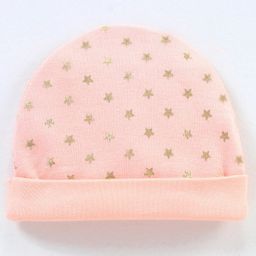 Babyhug 100% Cotton Star Foil Print Cap Peach - Diameter 10.5 cm-image-91
