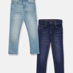 Tales & Stories Pack Of 2 Washed Button Down Jeans - Light Blue & Dark Blue-image-85