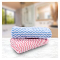 JARS Collections 100% Microfiber Super Soft Chevron Print  Baby Bath Towel Pack of 2-  Blue & Pink-image-98